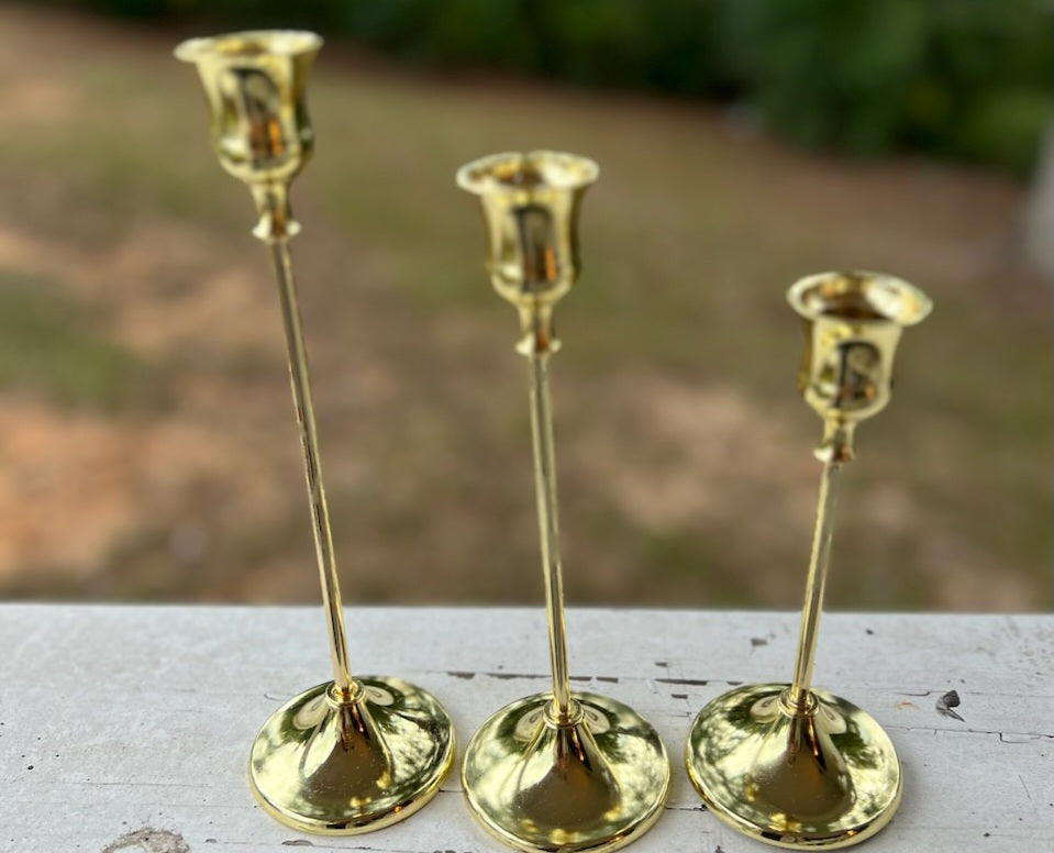 Candlesticks - Bell Top Gold (set of 3)