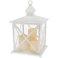 White Crossed Lantern with Candles