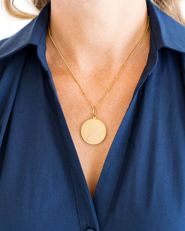 Susan Shaw Dainty Queen Elizabeth II Coin Necklace