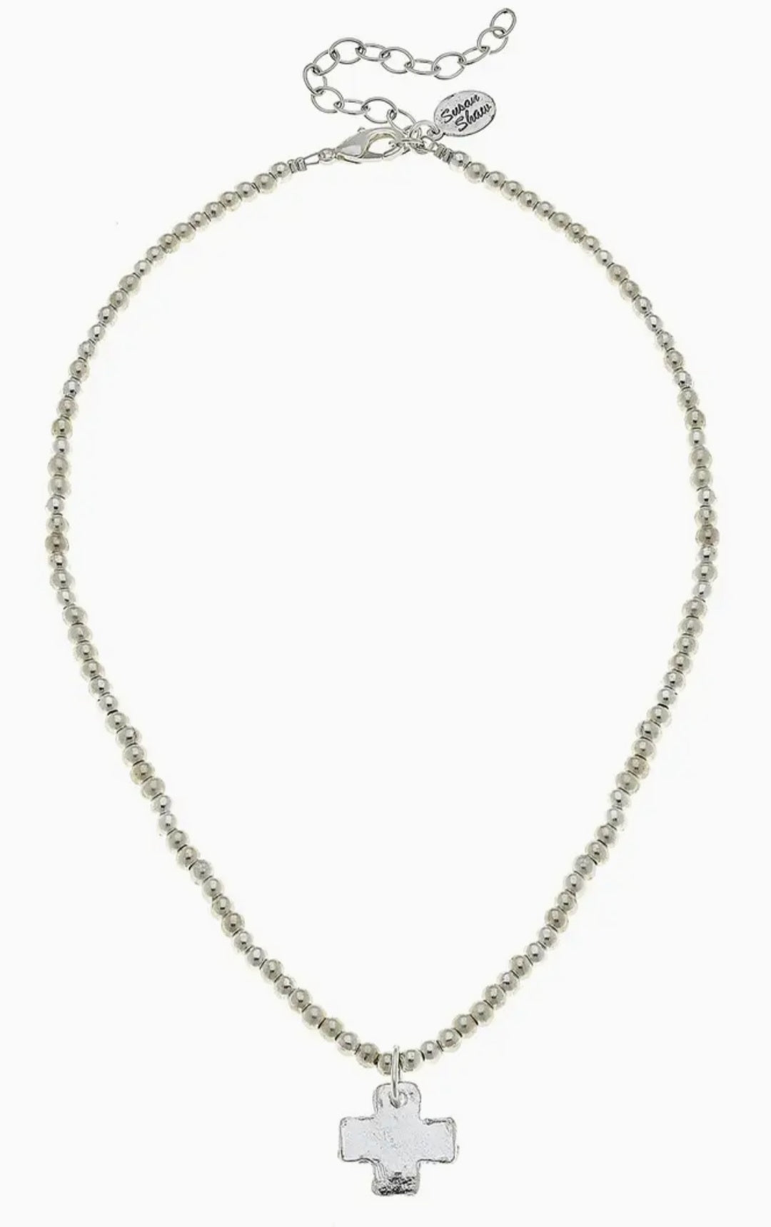 Susan Shaw Dainty Beaded Cross Necklace