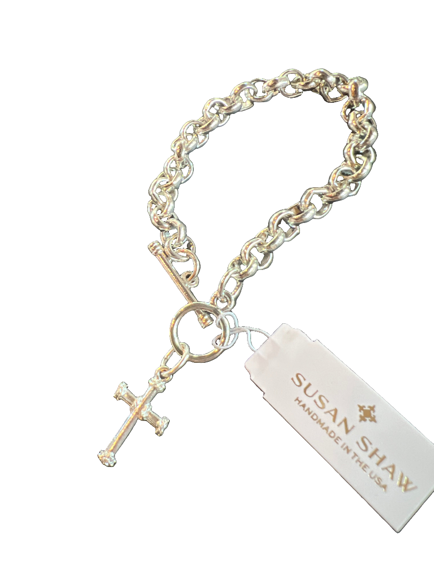 Susan Shaw Silver Cross Toggle Bracelet