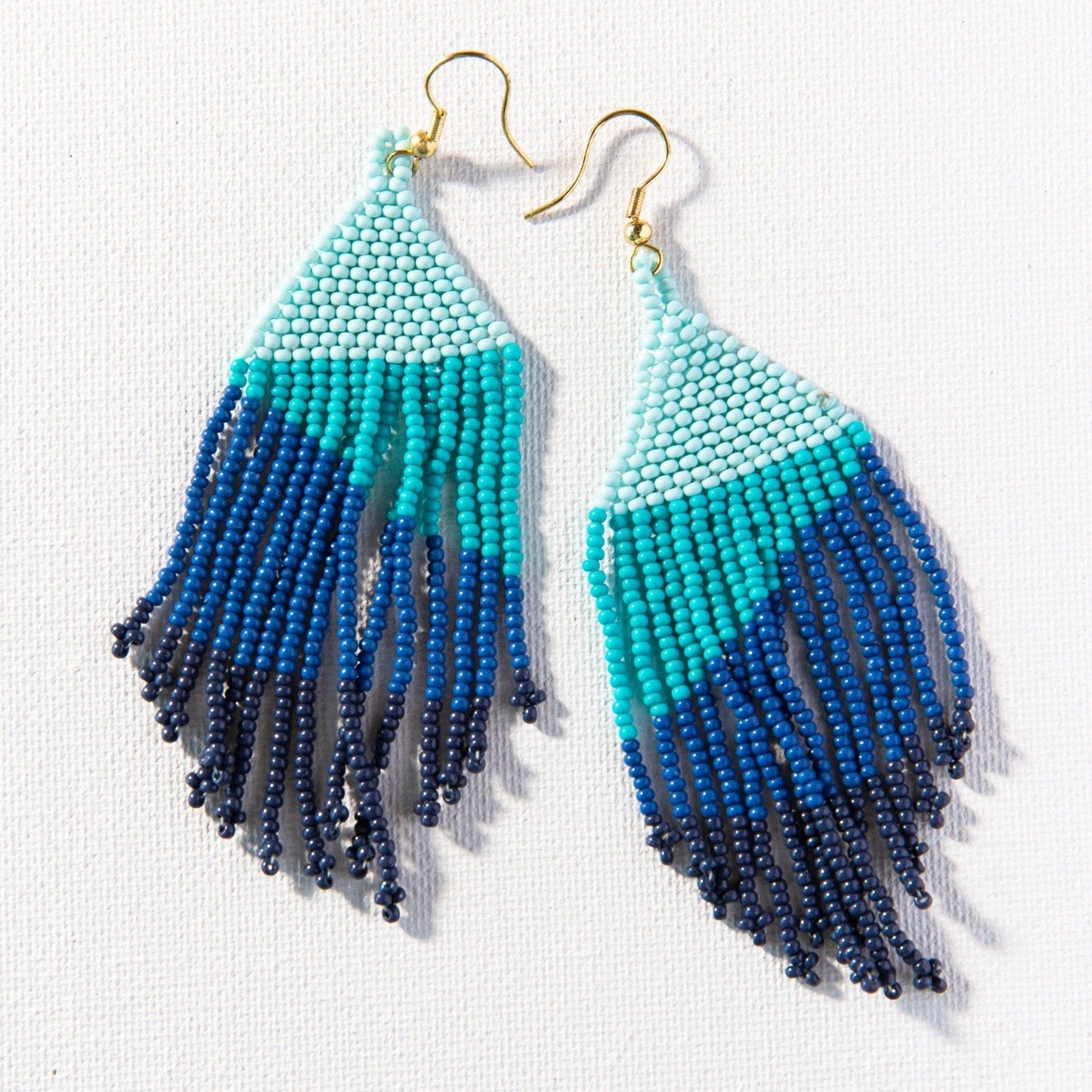 Seed Bead Triangle Tiered Fringe Earrings