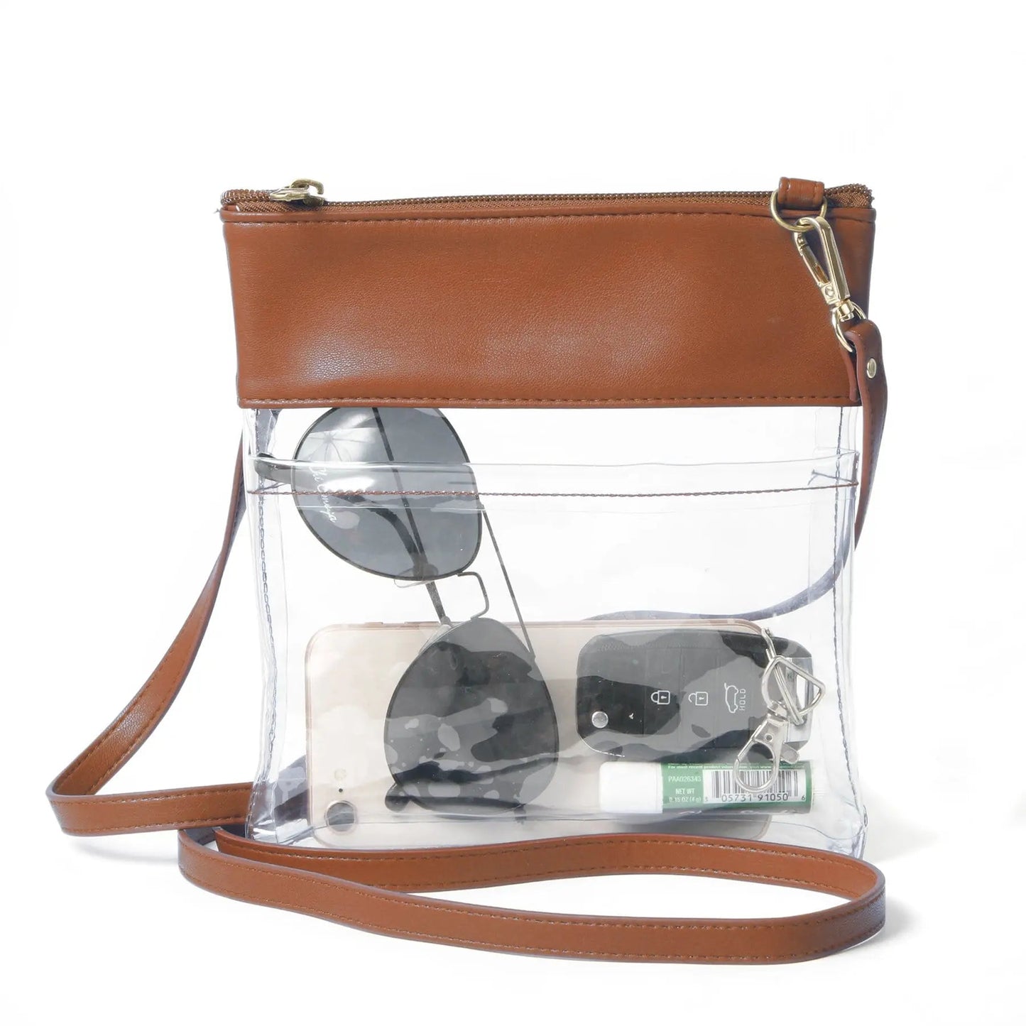 Clear Crossbody with Vegan Leather