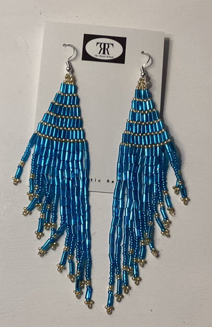 Seed Bead Asymmetrical Fringe Earrings