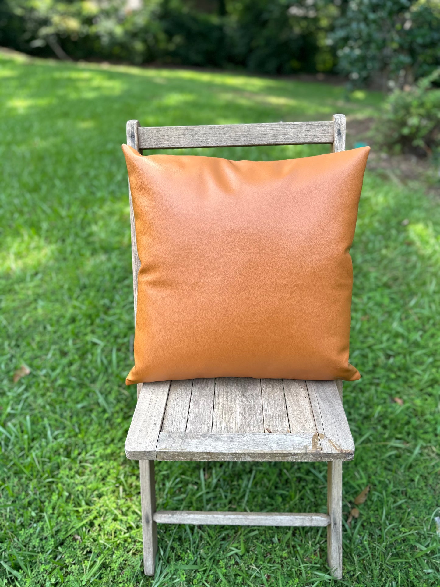 Faux Leather & striped pillow