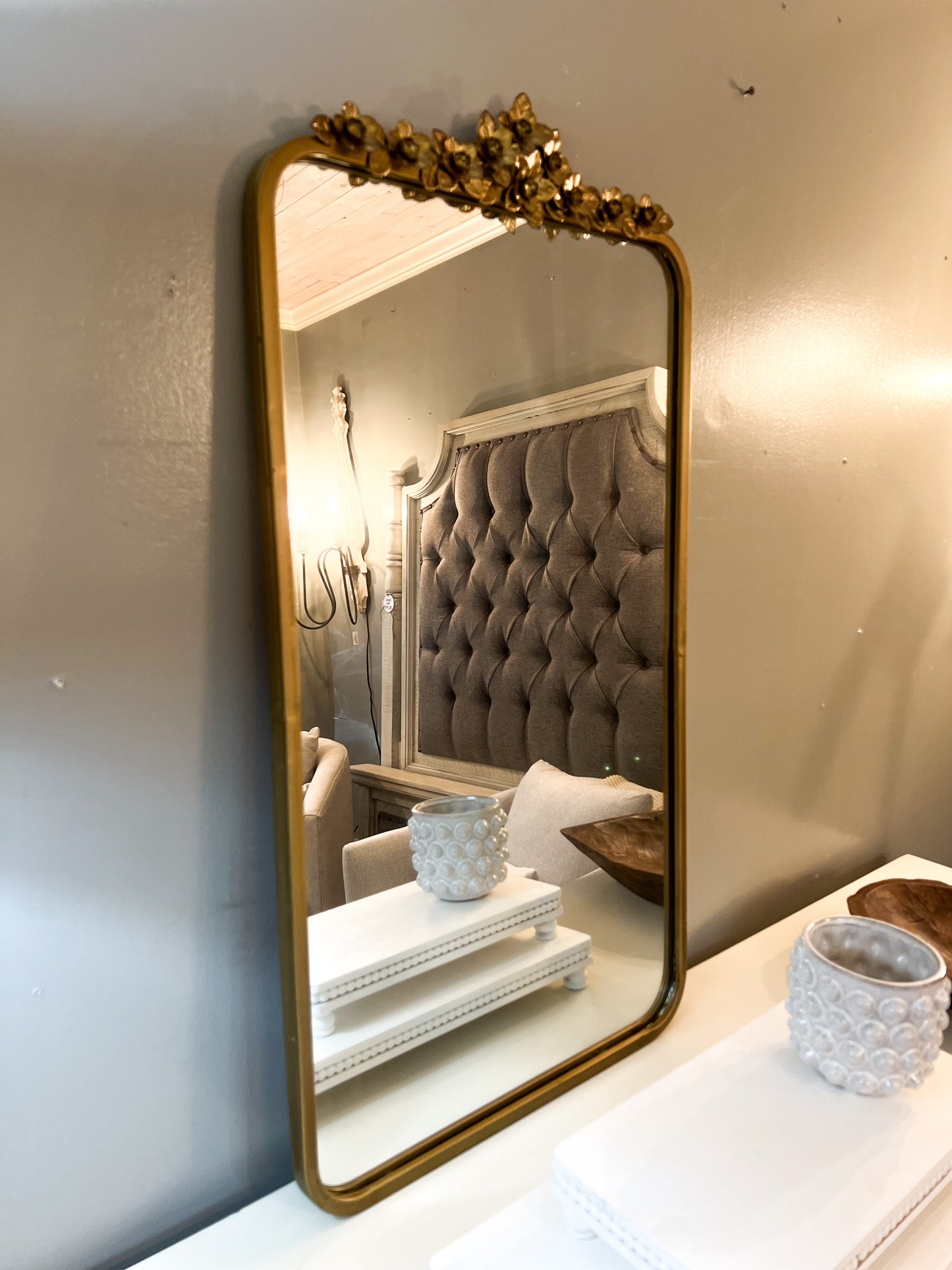 Gold Floral Mirror