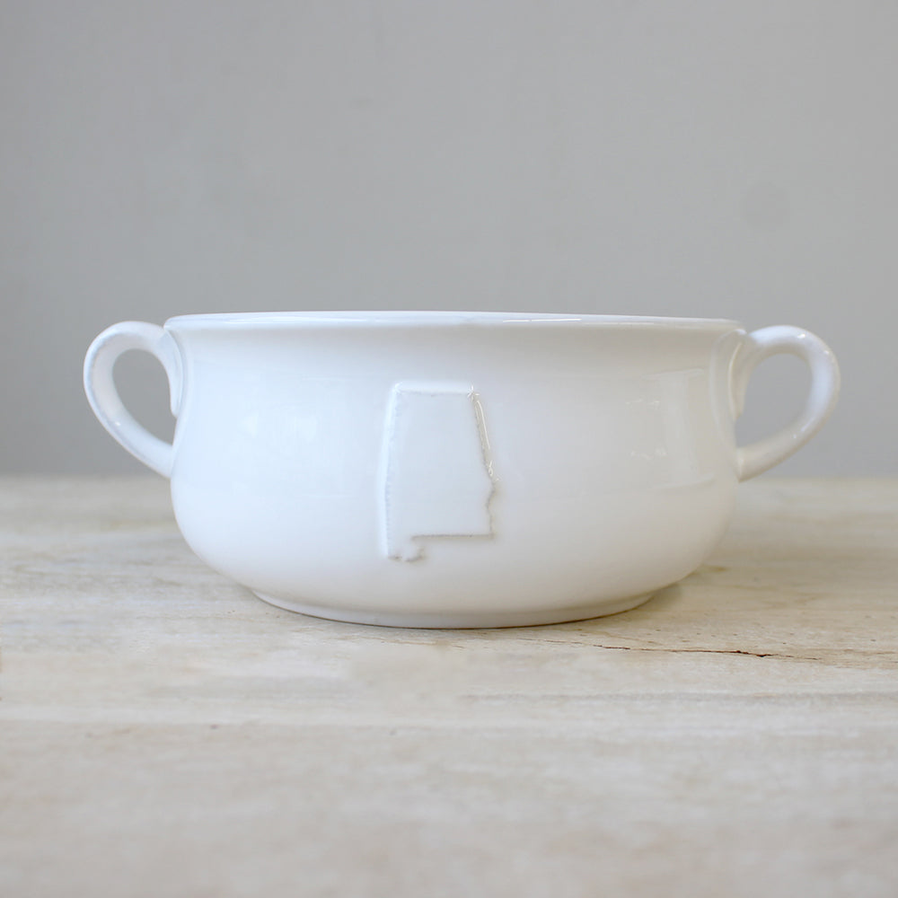 White Alabama Double Handle Bowl