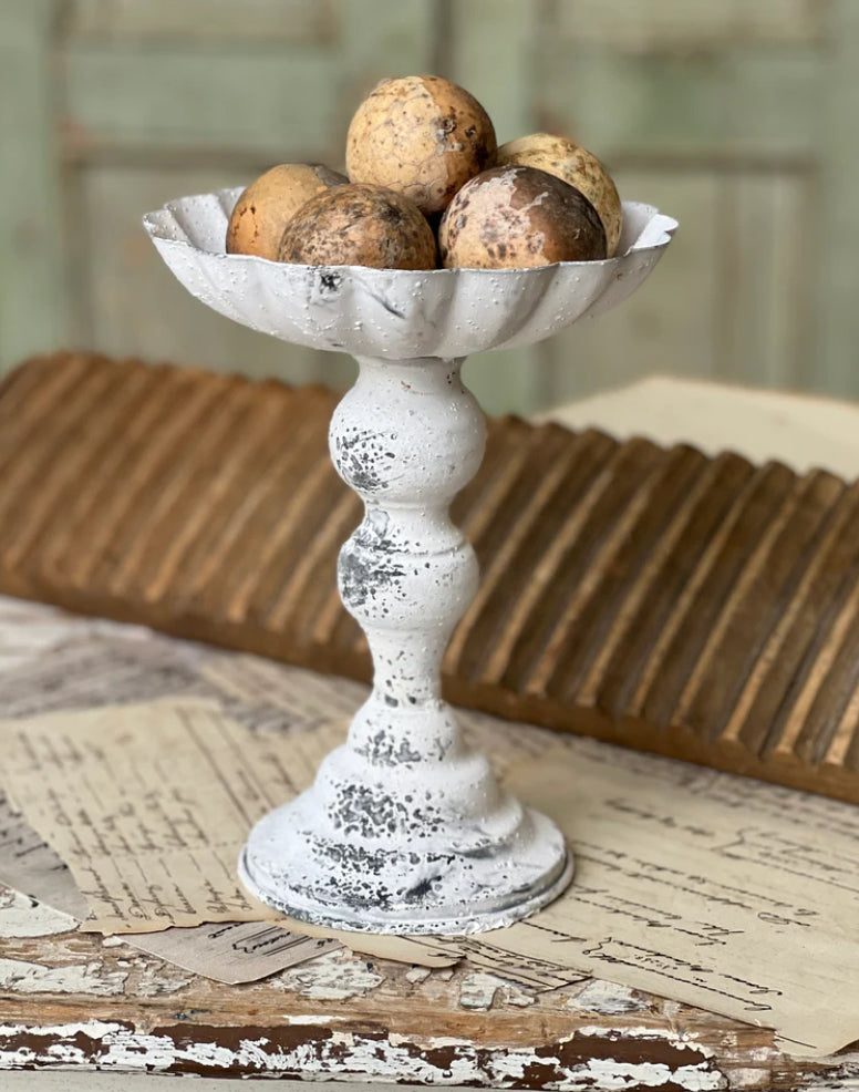 Metal Cream Pedestal Dish