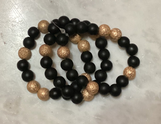 Beaded Bracelet with Gold Glitter Beads (set of 3)