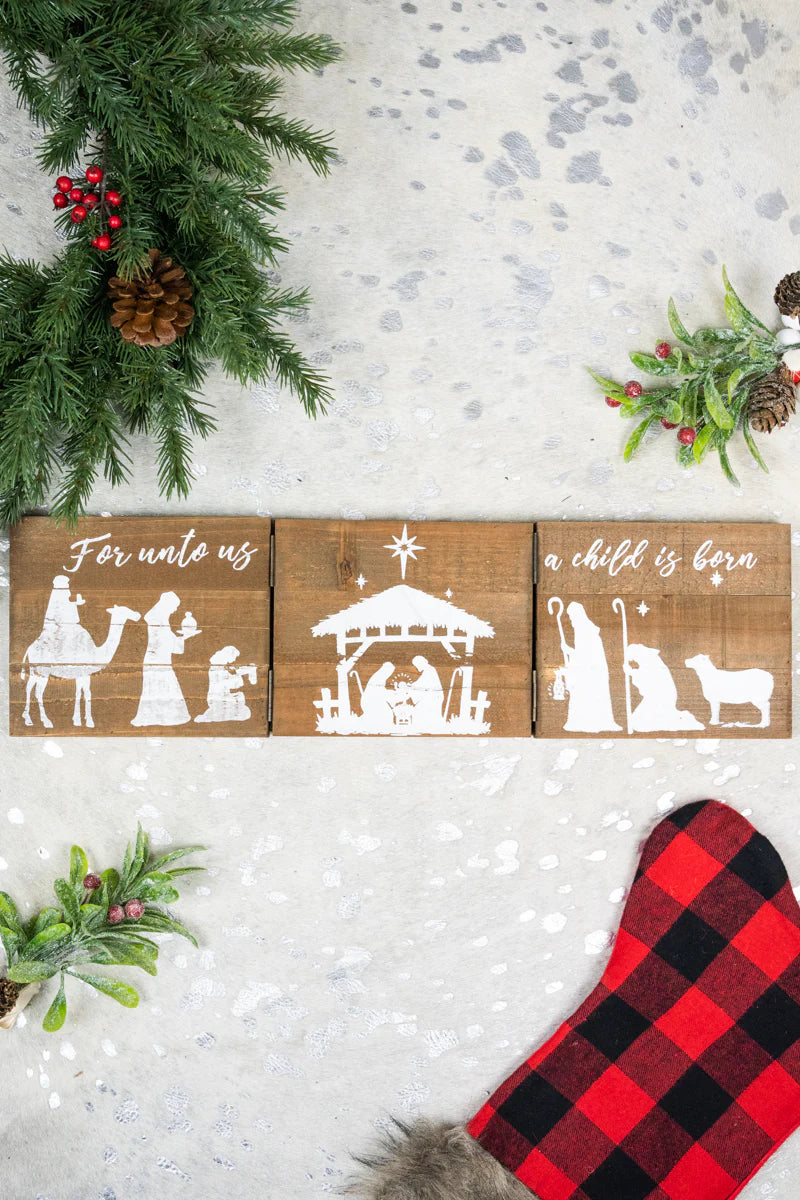Nativity Hinged wood sign