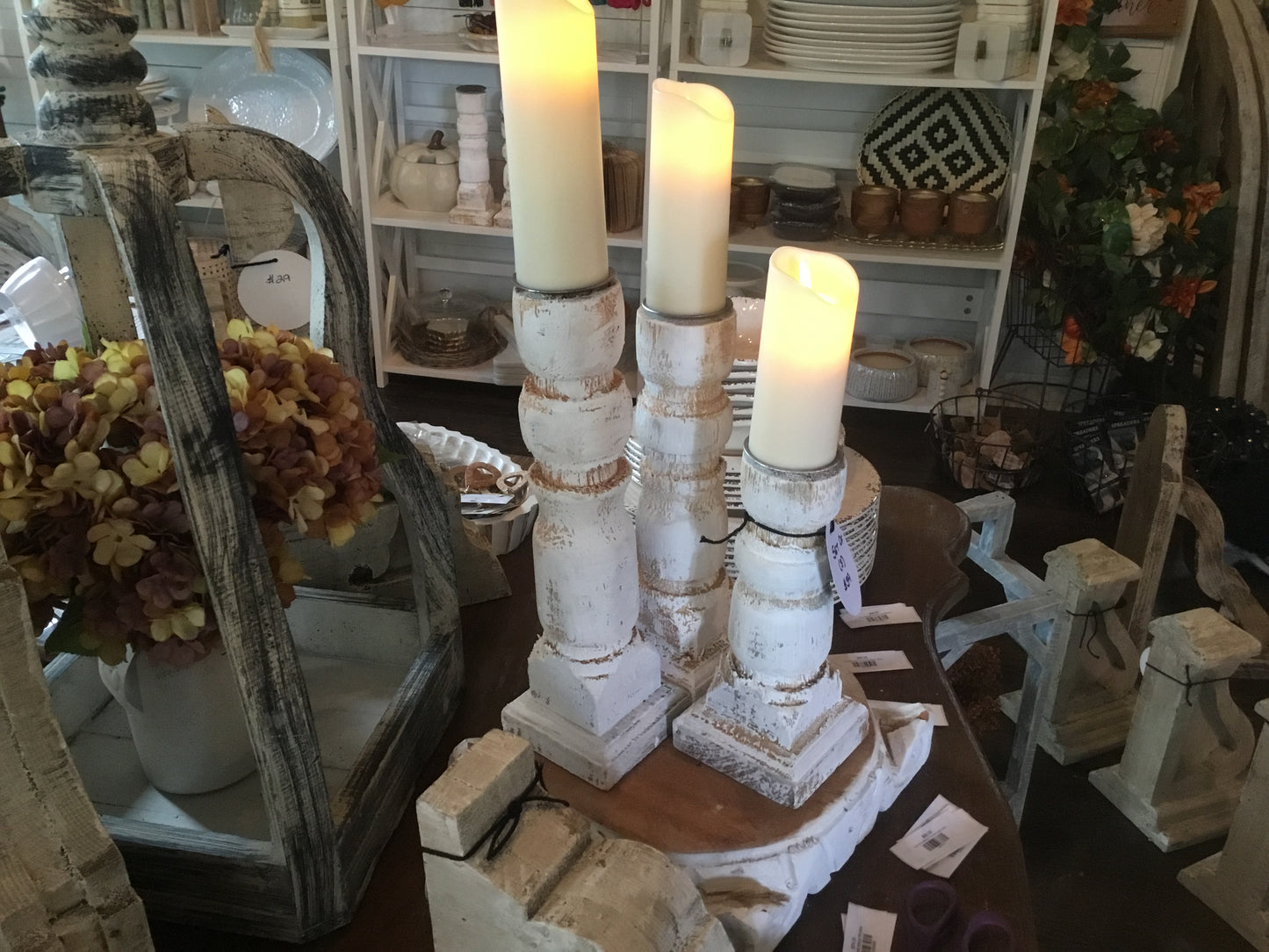 Wooden Pillar Candle Holders (set of 3)