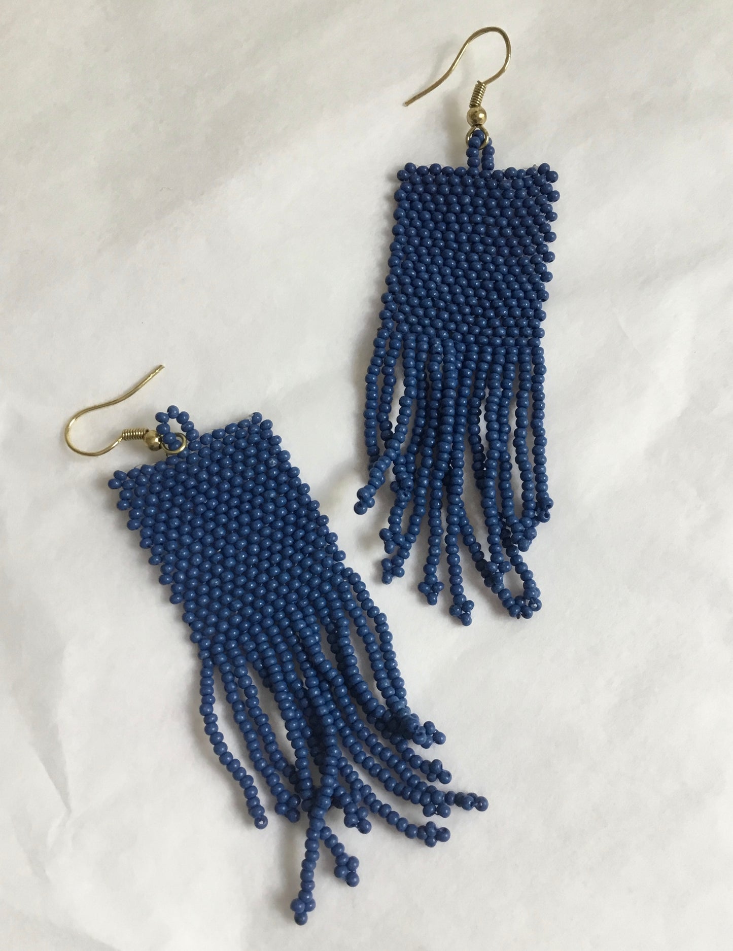 Seed Bead Square Lapis Earrings