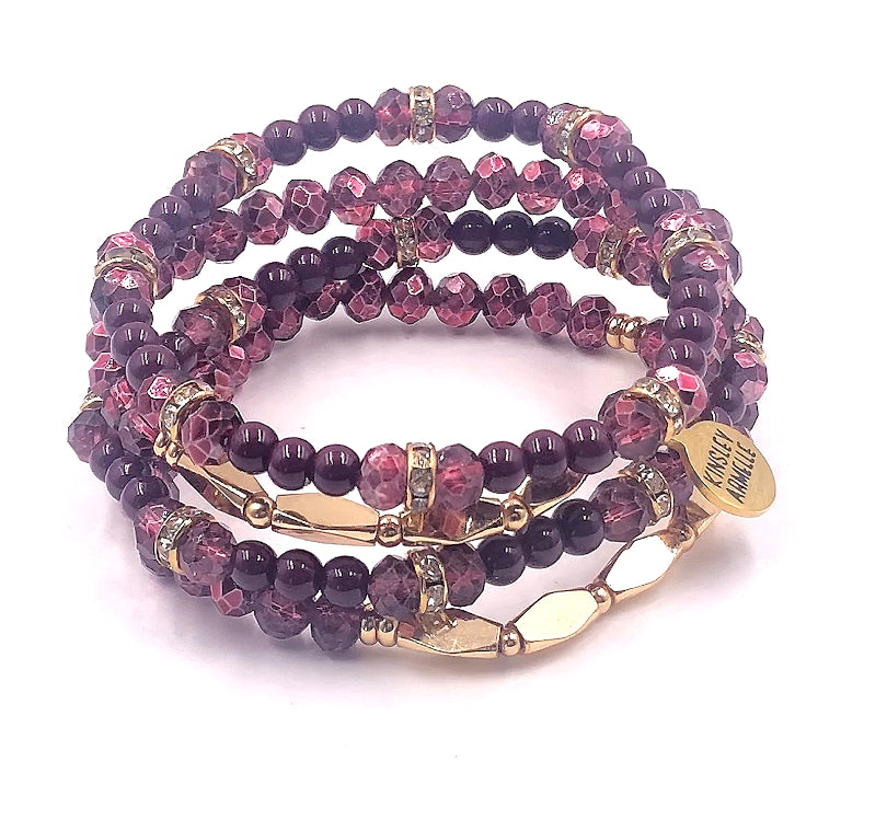 Raspberry Wine Bracelet Stack