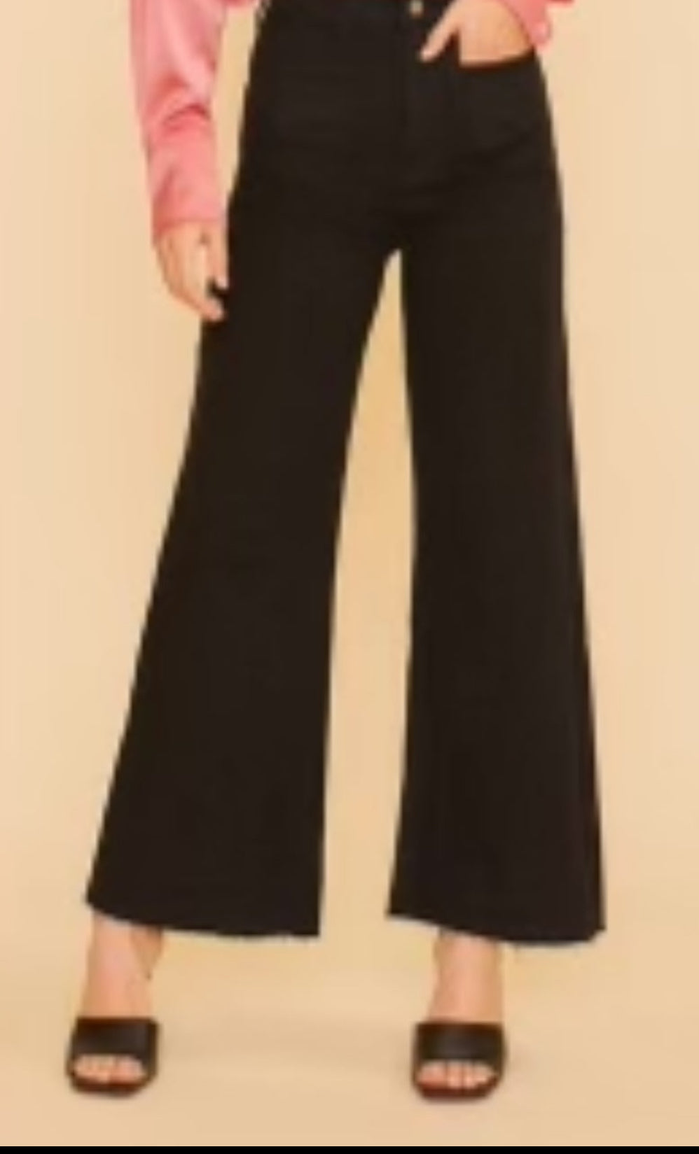Black Stretch Wide Leg with Front Pockets