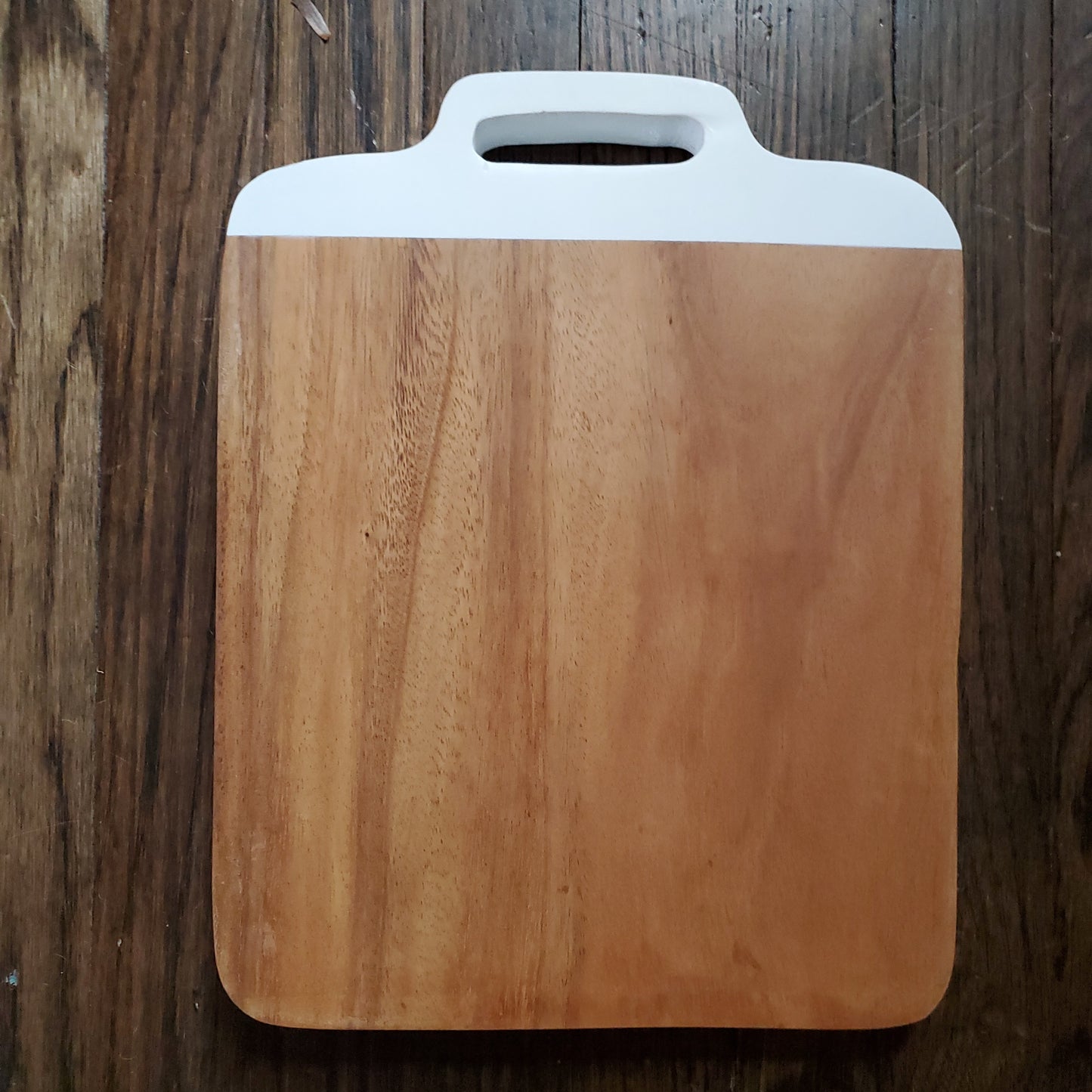 Wood & White Square Cutting Board