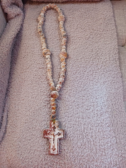 Clay rosary beads with cross