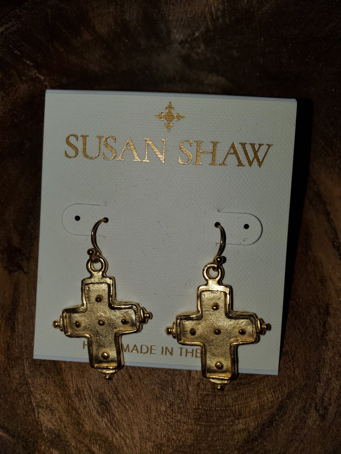 Susan Shaw Dotted Cross Earrings