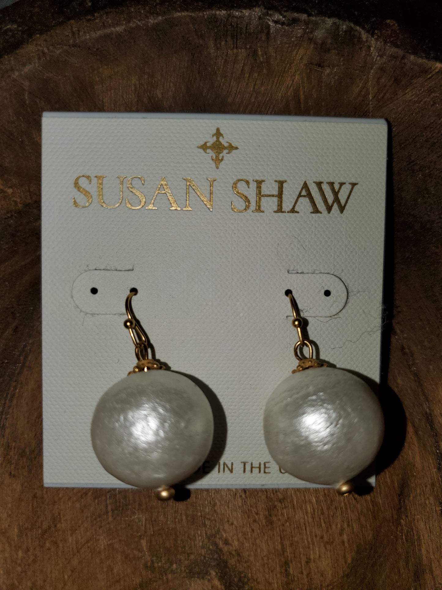 Susan Shaw Cotton Pearl Drop Earrings