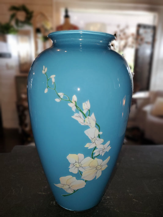 Light Blue Floral Urn