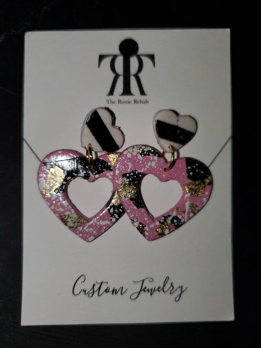 Pattern & Striped Heart Earrings