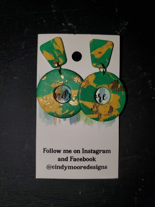 Green & Gold Clay Earrings