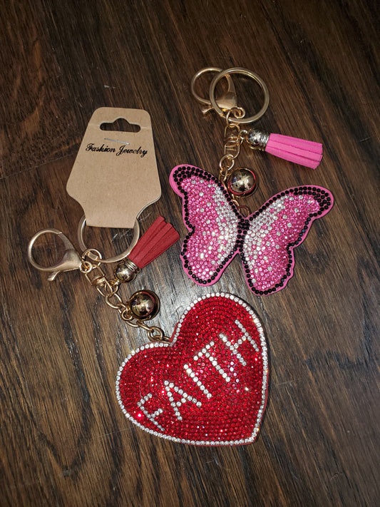 Rhinestone Puff Keychains