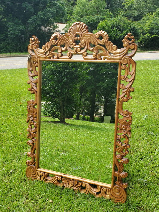 Carved Mango Wood Mirror