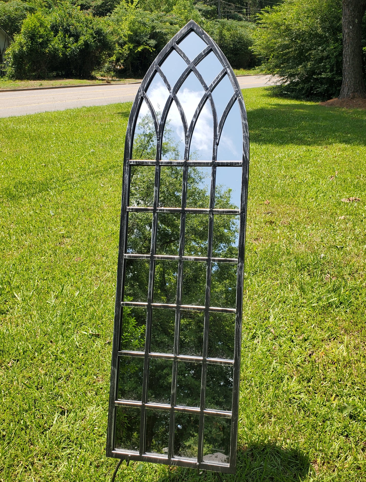 Black Distressed Cathedral Mirror