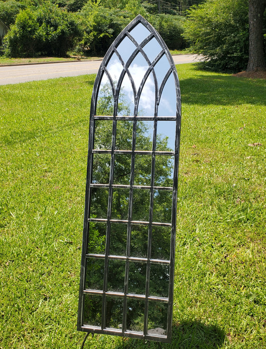 Black Distressed Cathedral Mirror