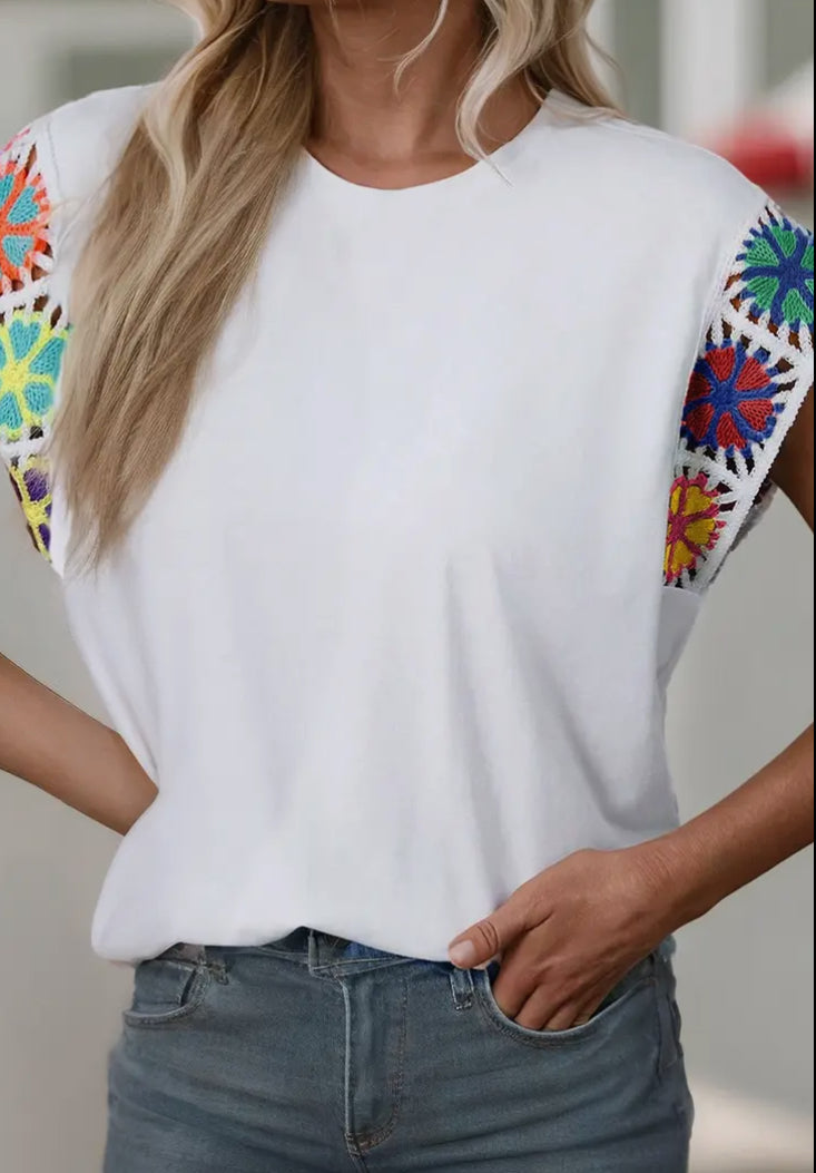 Embroidered detail white top