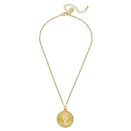 Susan Shaw Dainty Queen Elizabeth II Coin Necklace
