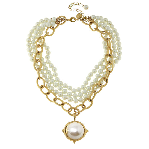 Susan Shaw Pearl Cab Multi-strand Necklace
