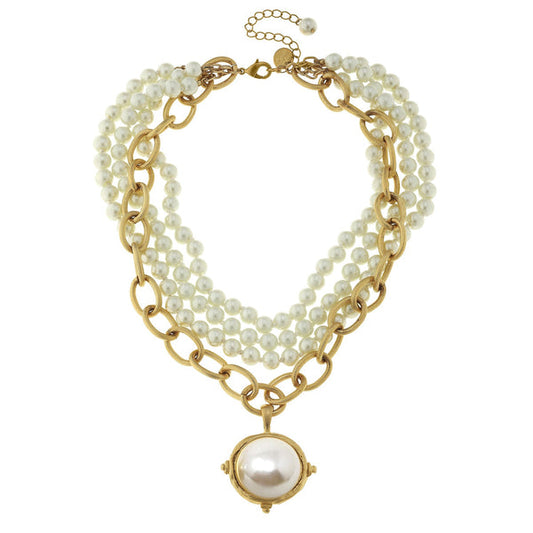 Susan Shaw Pearl Cab Multi-strand Necklace