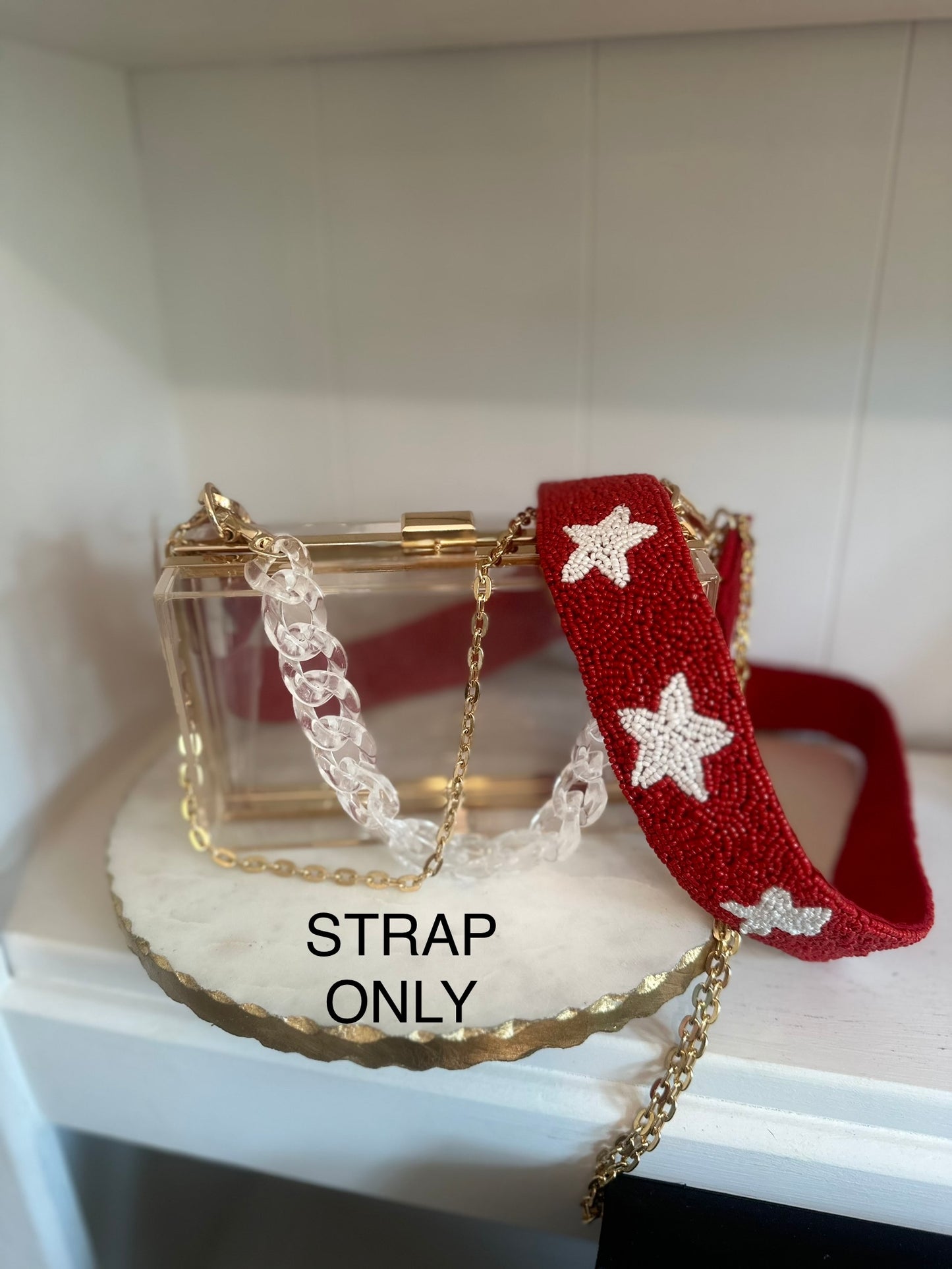 Star and crimson sead bead bag straps