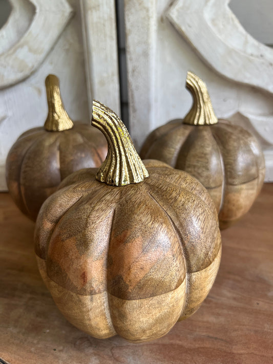 Mango wood pumpkins