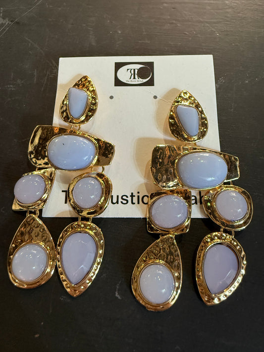 Periwinkle and gold stone earrings