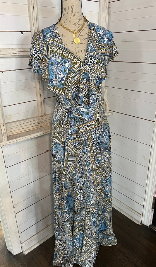 Janette floral faux wrap dress