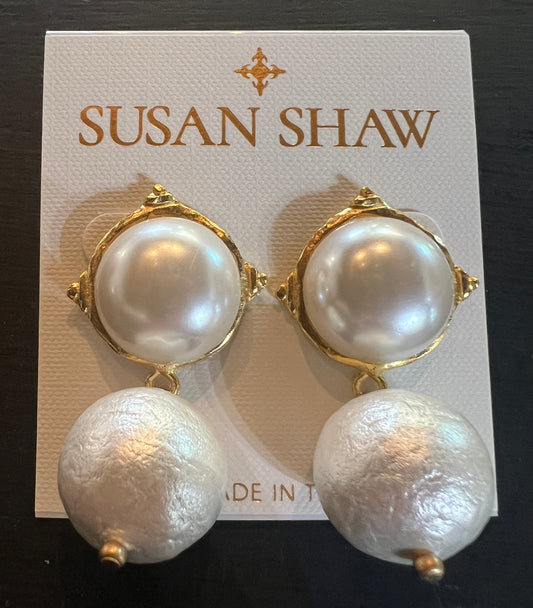 Susan Shaw Pearl Cab Drop Earrings