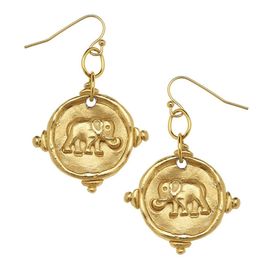 Susan Shaw Elephant Intaglio Earrings