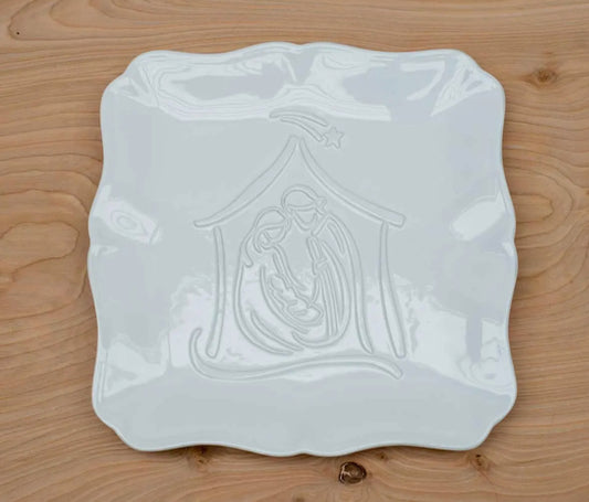 Nativity Embossed Square Platter