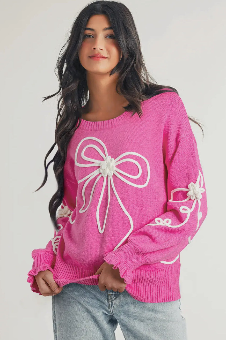 Corded Flower Bow Sweater