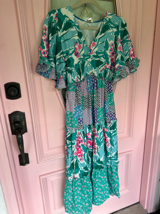 Floral tropical ruffle dress