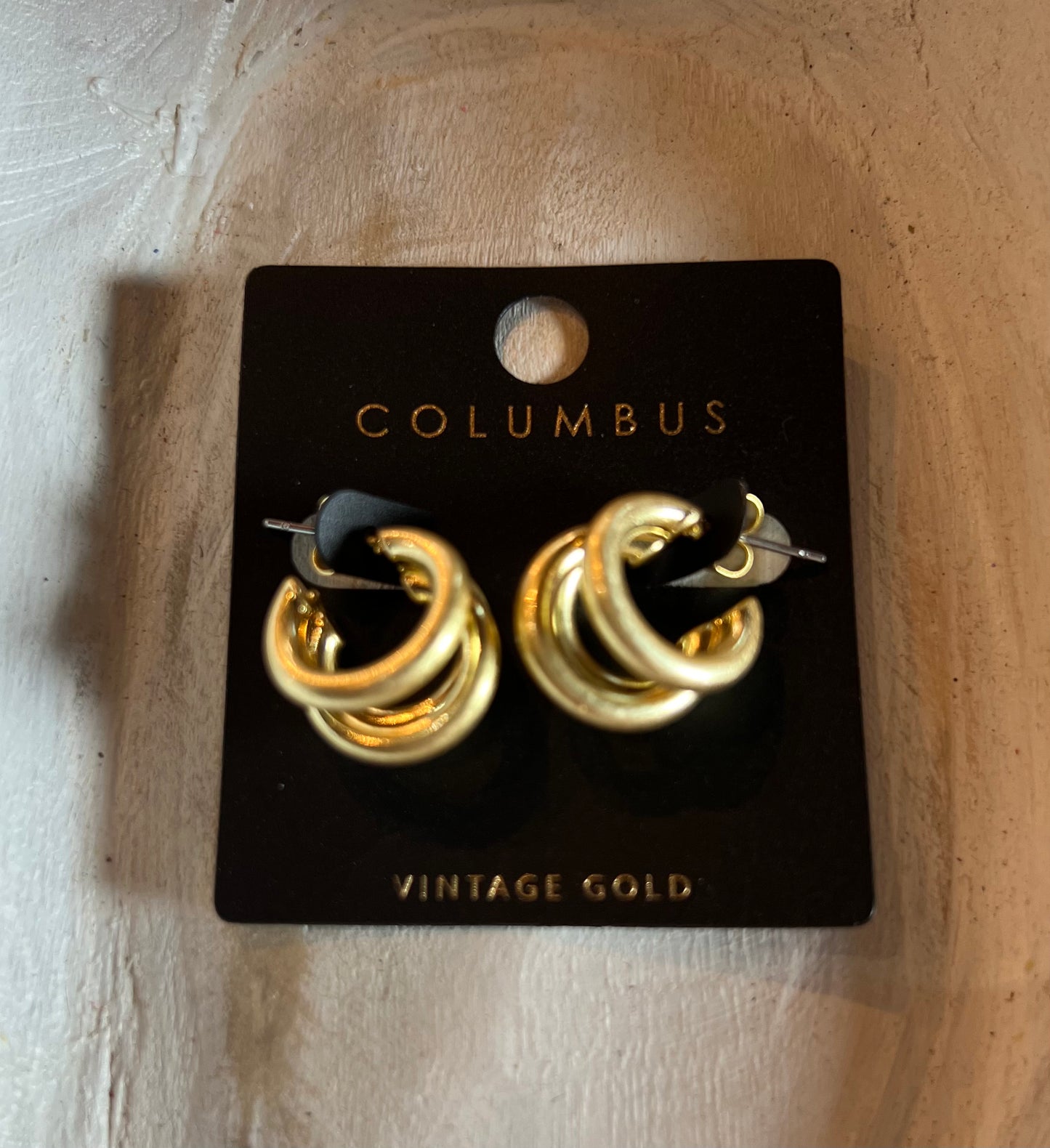 Vintage gold layered hoop earrings