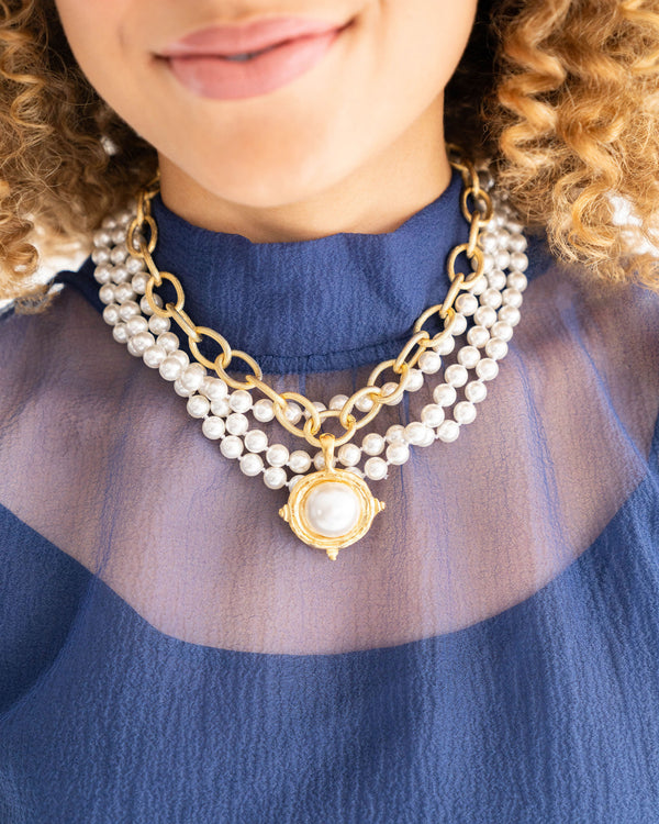 Susan Shaw Pearl Cab Multi-strand Necklace