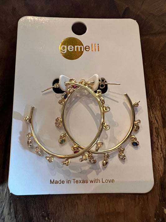 Colored Rhinestone Hoop Earrings