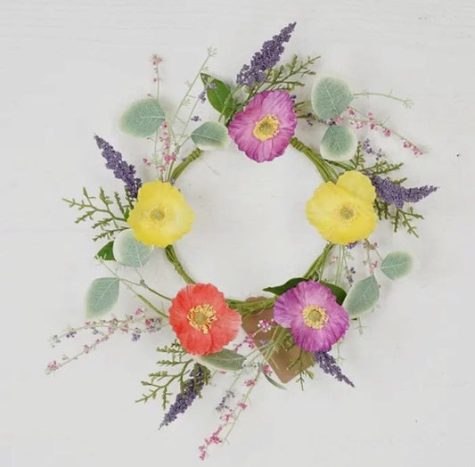 Mixed poppies wreath