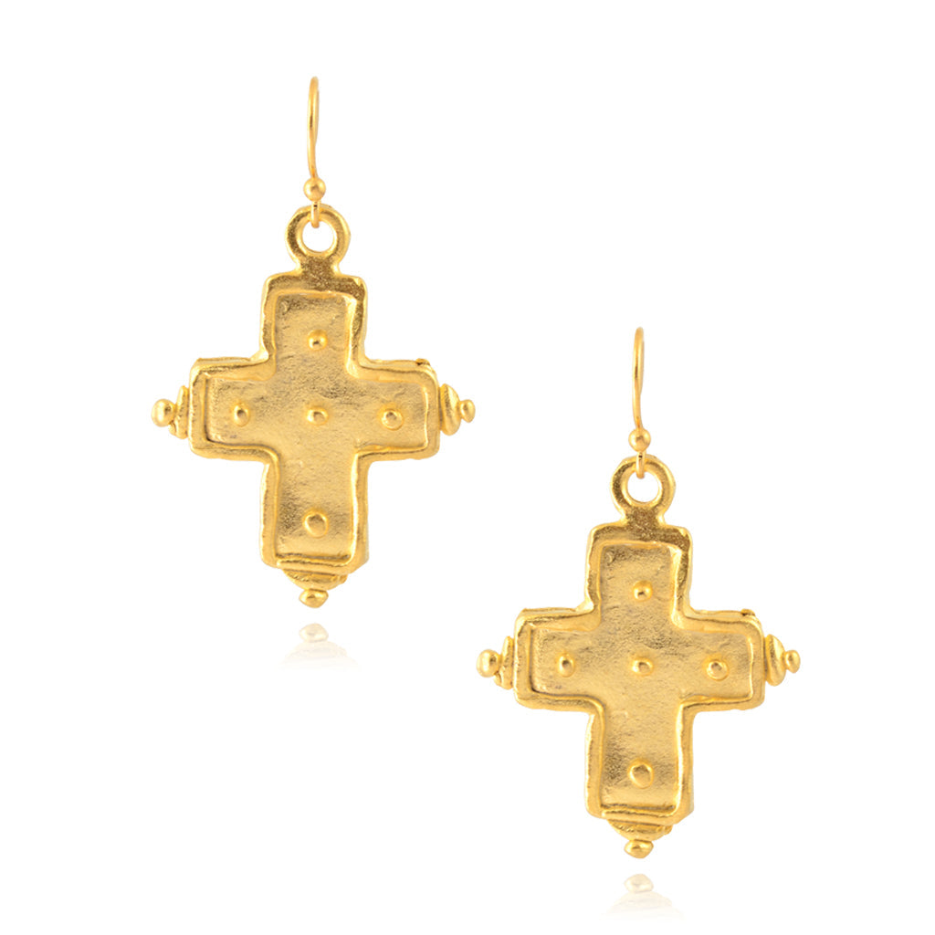 Susan Shaw Dotted Cross Earrings