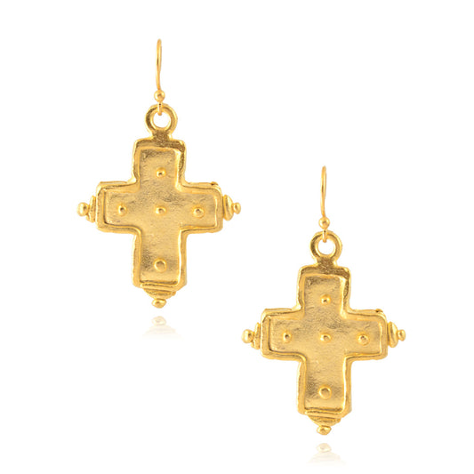 Susan Shaw Dotted Cross Earrings