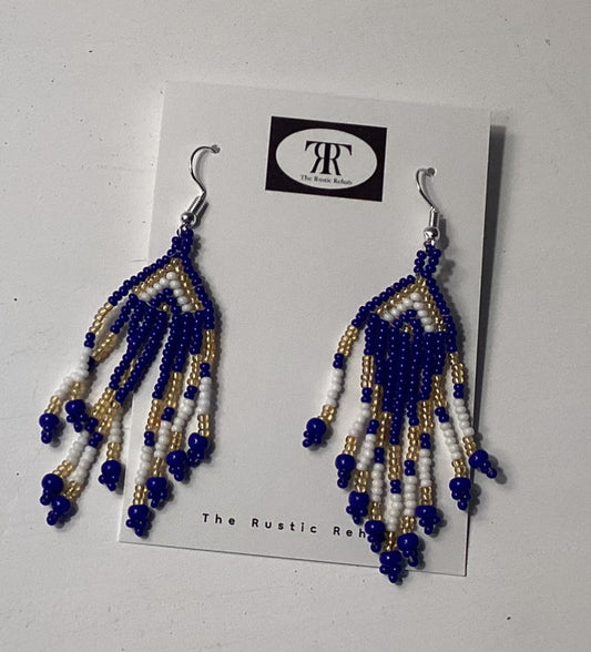 Seed Bead Triangle Tiered Fringe Earrings