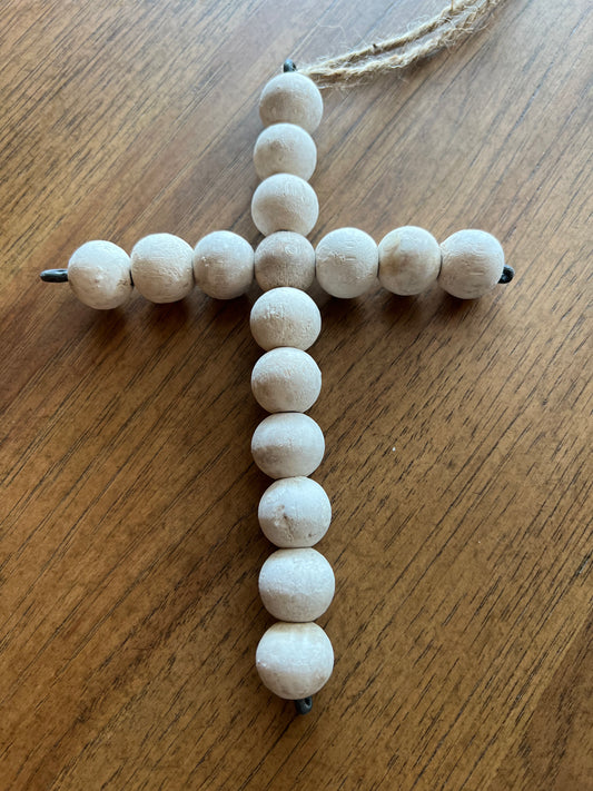 Ornament, Wooden Beaded Cross